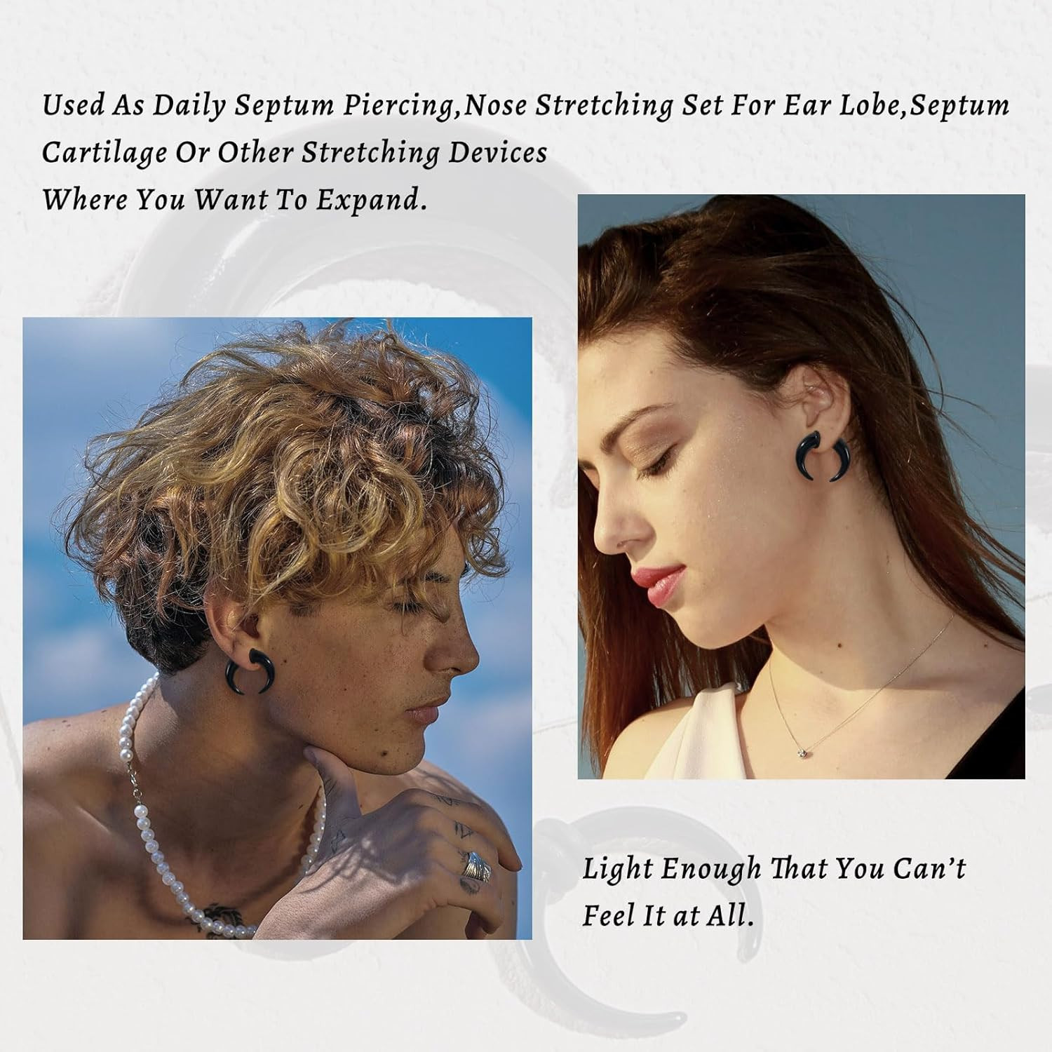 18Pcs Septum Stretching Kit 14G-00G - Pincher C Shape Buffalo Piercing Kit with