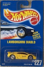 Lamborghini Diablo Yellow 227 - Blue Card 1992 Hot Wheels Vintage Mainline