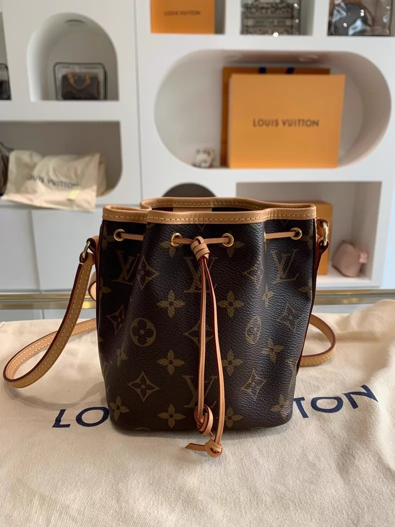 Louis Vuitton Nano Noe Bucket Bag Brown Monogram Canvas Mini