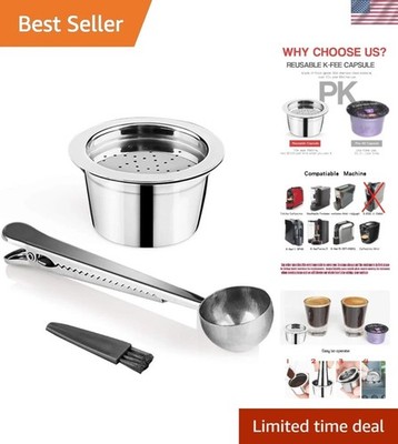 Stainless Steel Refillable Coffee Capsule & Reusable Spoon for Verismo Devices