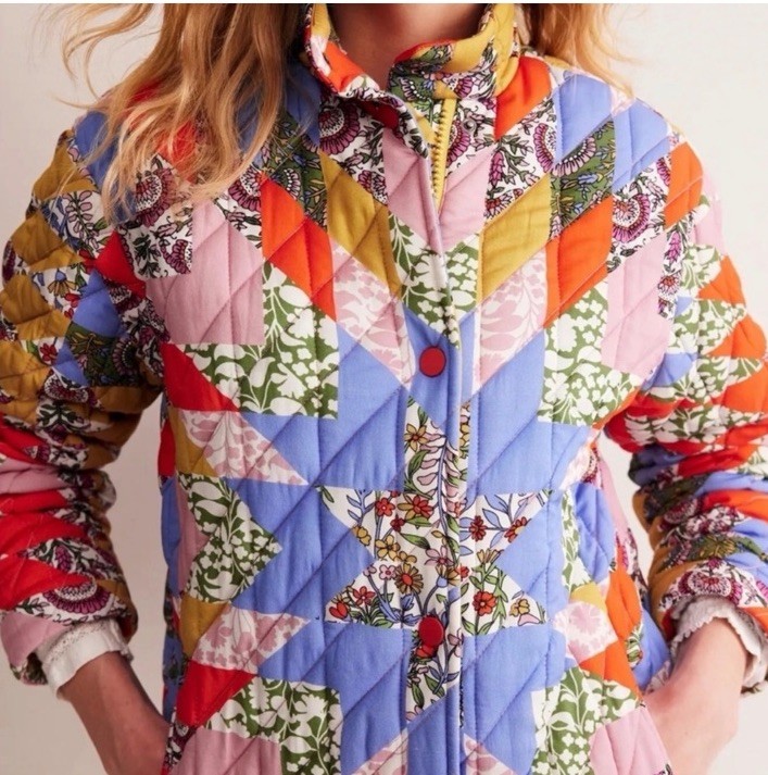 Boden Patchwork Quilted Oversized Jacket M EUC - image 1