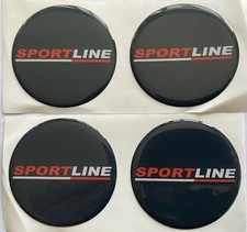 SPORTLINE ALLOY WHEEL CENTRE CAP DOMED STICKERS X4 DARK GREY TRANS T4 T5 T6 60mm
