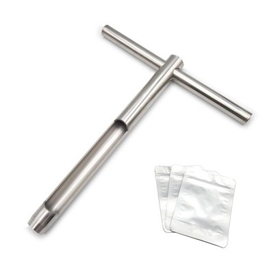 Soil Sample Probe 12 Inch with Reusable Sampler Bags,Stainless Steel T-Style ...