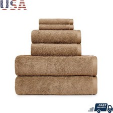 Luxurious 6 Piece 100 Cotton Bath Towel Set Quick Dry Anti-Microbial Solid Color