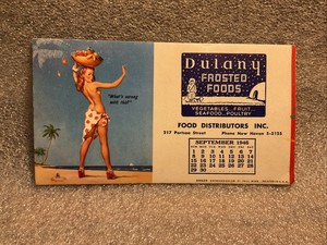 Dulany Frosted Foods Pinup Ink Blotter 1946