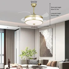 42 inches Modern Ceiling Fan Tri-color temperature LED Light with Remote Control