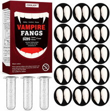 12 Pairs Vampire Teeth, 4 Sizes with Adhesive for Halloween Cosplay