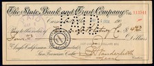 1904 Carson City, Nevada check, Wells Fargo Clearing House
