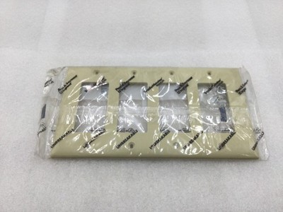 Pass & Seymour TP264-I 4 Gang Unbreakable Decora Style Device Plate in Ivory