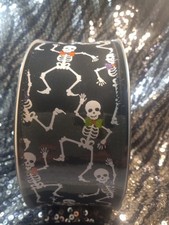 5 Yds Halloween Skeletons Colorful Bow Ties 2.5 Ribbon