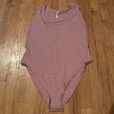 Intimately Free People Bodysuit Cloud Pink Ribbed Scoop Neck Large