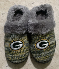 FOCO NFL Green Bay Packers Women's Slippers Size S 5-6 Green/Yellow Heather