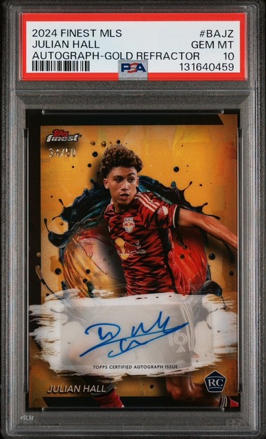 Julian Hall 2024 Topps Finest MLS Autograph Gold Refractor /50 Rookie RC PSA 10