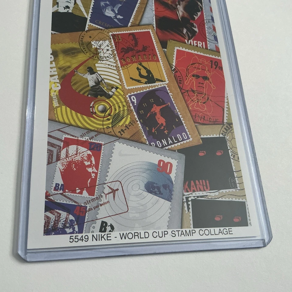 Vintage NIKE Promo Poster Card World Cup Soccer Stamp Kanu RONALDO ROMARIO 4x6 - Image 3 of 4
