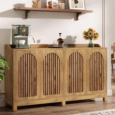 57'' Sideboard Buffet Cabinet with Storage, Long Wood Accent Sideboard Cabinet