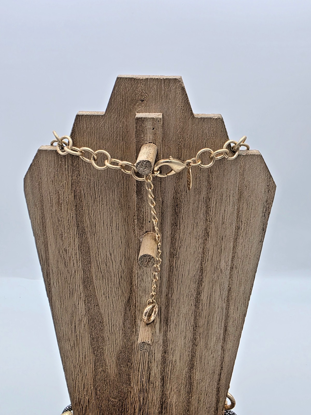 Chico’s Interlocking Matte Gold Link Necklace Pav… - image 6