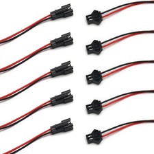 JST SM 2 Pin 2Pack Plug Male Female 20cm EL Wire Cable Cord Connector 2.54mm