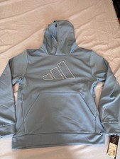 NWT Adidas Boys Blue D4T Pullover Logo Hoodie Sz Large 14-16 AA8120