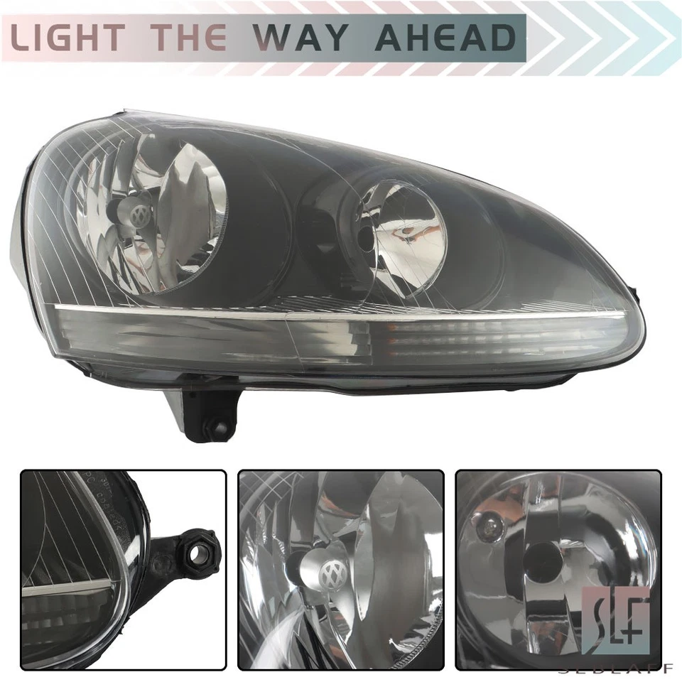 Black For Volkswagen Jetta MK5 2006 2007 2008 2009 Headlights 06-09 Headlamp - Image 4 of 4