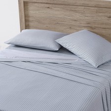 Queen Sheets Cotton Percale Set Ticking Strip...
