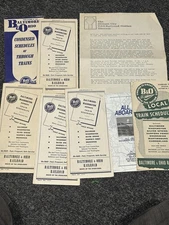 Vintage B&O Baltimore & Ohio Railroad Train Schedule Timetable Ephemera Lot