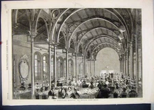 Original Old Antique Print 1862 International Exhibition Principal Dining Room