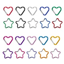 10Pcs Heart Star Spring Snap Clip Aluminum Alloy KeyRings Buckle Hook Connectors