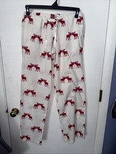 Vintage Abercrombie XL Sleepwear White Red Elk Moose Drawstring Sleep Pant