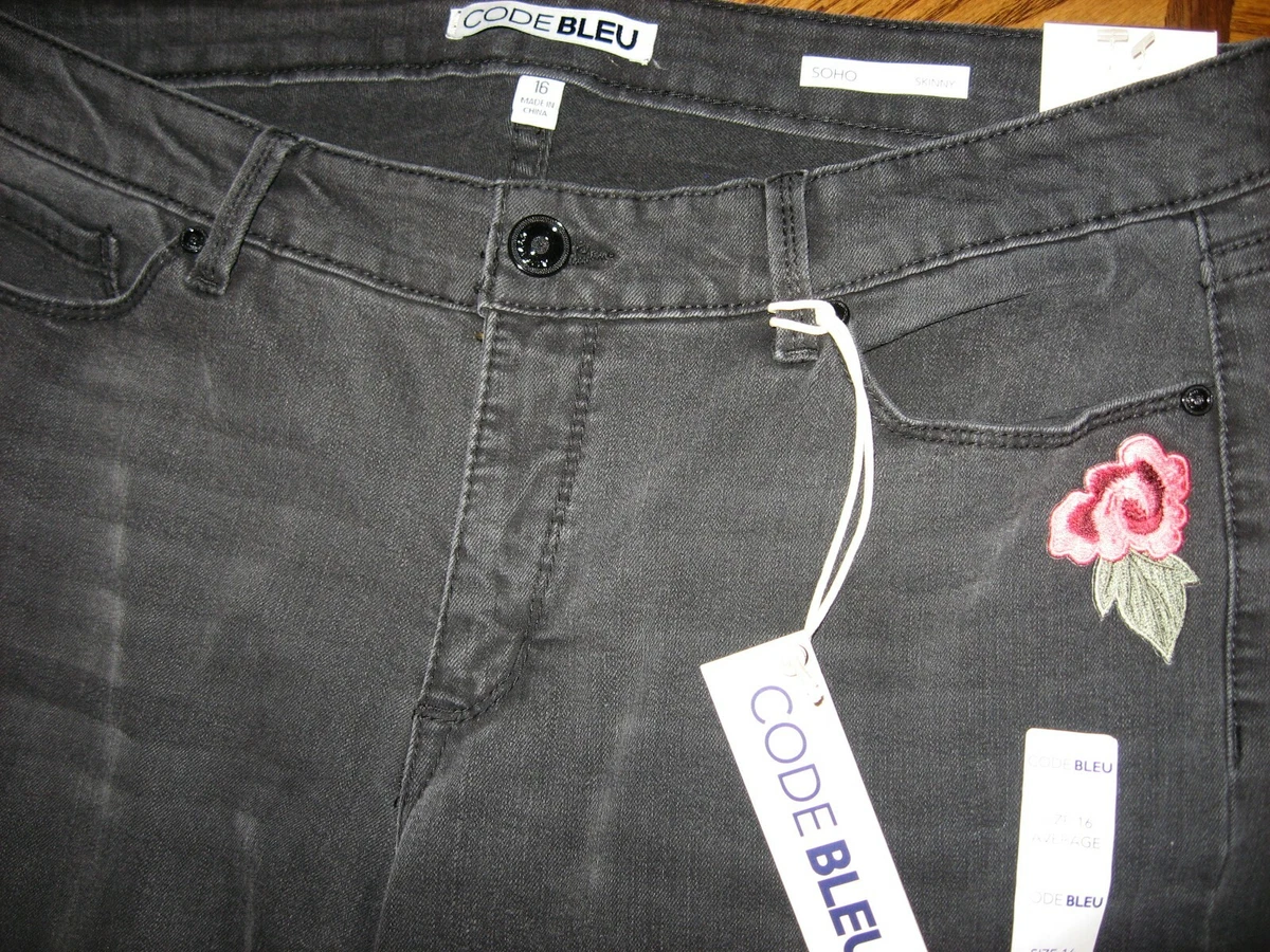 Code bleu embroidered jeans sale