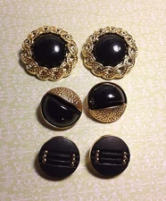 Black & Gold Snap Together Sewing Crafting Buttons Lot BK-11