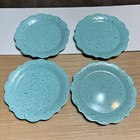 4x The Pioneer Woman Plates Juliette Splatter Teal Scalloped Flower Dinner 10.5”