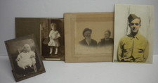 Collection Lot Family Photos Antique 1900s WW2 Children Soldier Elderly Couple