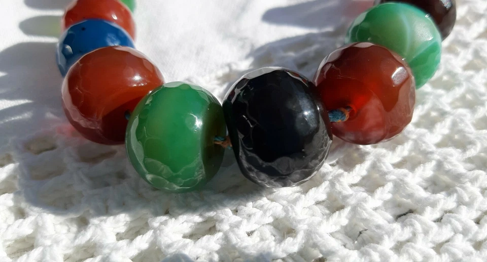 Edelstein Vintage Halskette Perlenkette Handmade Smaragde Amethyst Heilsteine - Bild 3 von 4