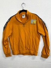 Vintage MTV Music Television Sweatshirt Women M Yellow Long Sleeve Retro 1/4 Zip