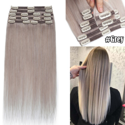 200G Extra Thick Double Weft Clip In Remy Human Hair Extensions Full Head Blonde