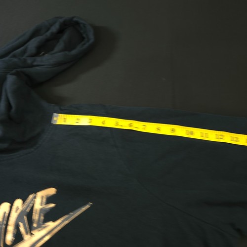 Nike Hoodie Womens 2X Gold Print Logo Funnel Neck Black Mid Weight Swoosh Spell - Picture 10 of 18