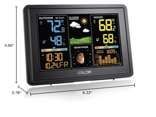 Wetterstation Innen Außen Thermometer Digital Farbe LCD Mondphase Barom... - Bild 8 von 8