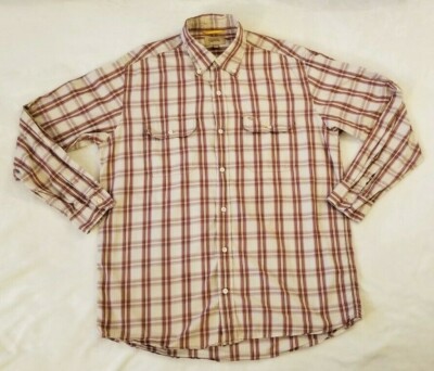 Camel Active Mens Shirt Size XL Plaid Button Down Embroidered Logo Beige 