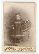CAB CARD PHOTO BOY STANDING ON CHAIR FROM READING, PA, BY STRUNK
