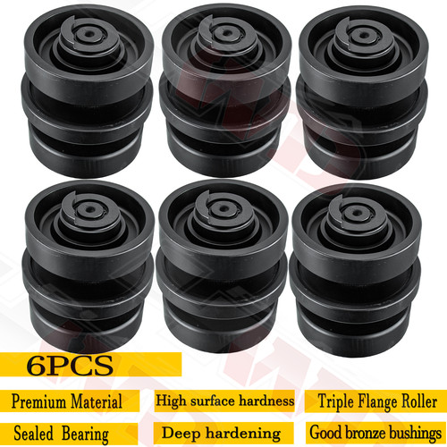 6x Triple Flange Track Roller For Kubota SVL90-2 CTL Compact Track Loader