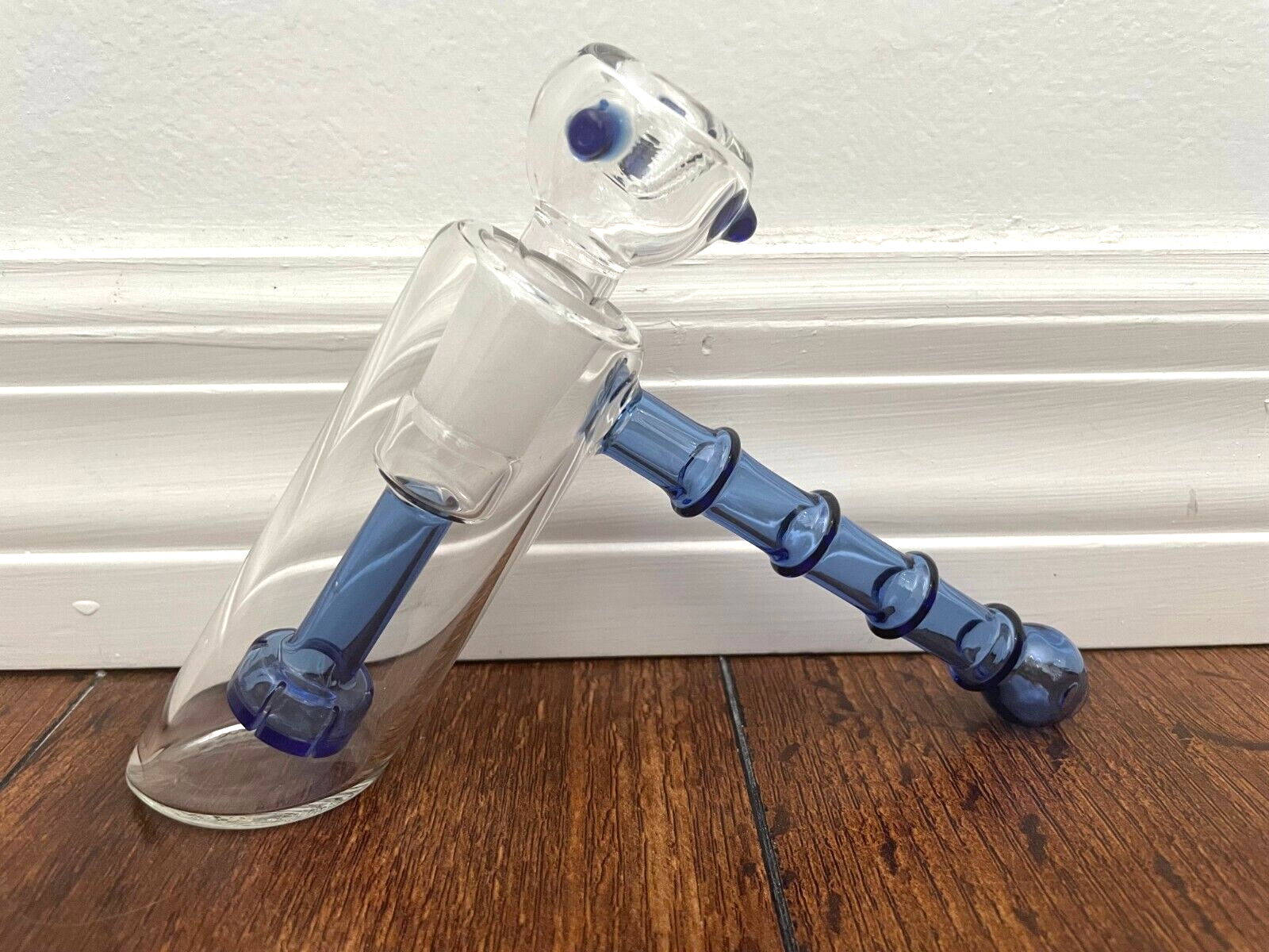 7" Glass Water Pipe Bubbler Hammer Shower Perc 18mm Blue