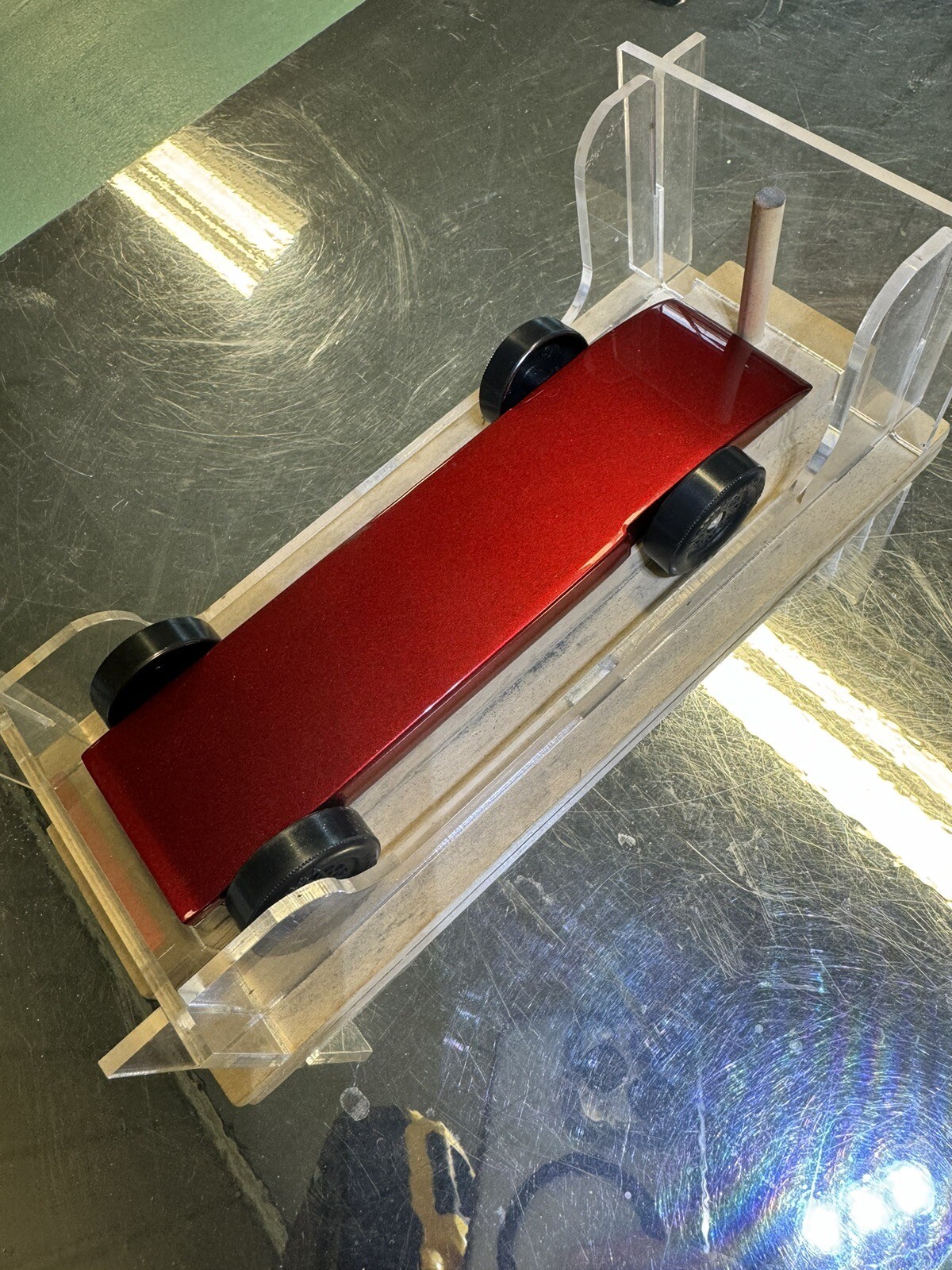 Super Fast Pinewood Derby Car! Built by Derby Master! 4 Wheels Touching