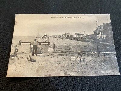 BATHING BEACH  Normandy Beach, New Jersey Postcard  Circa 1945