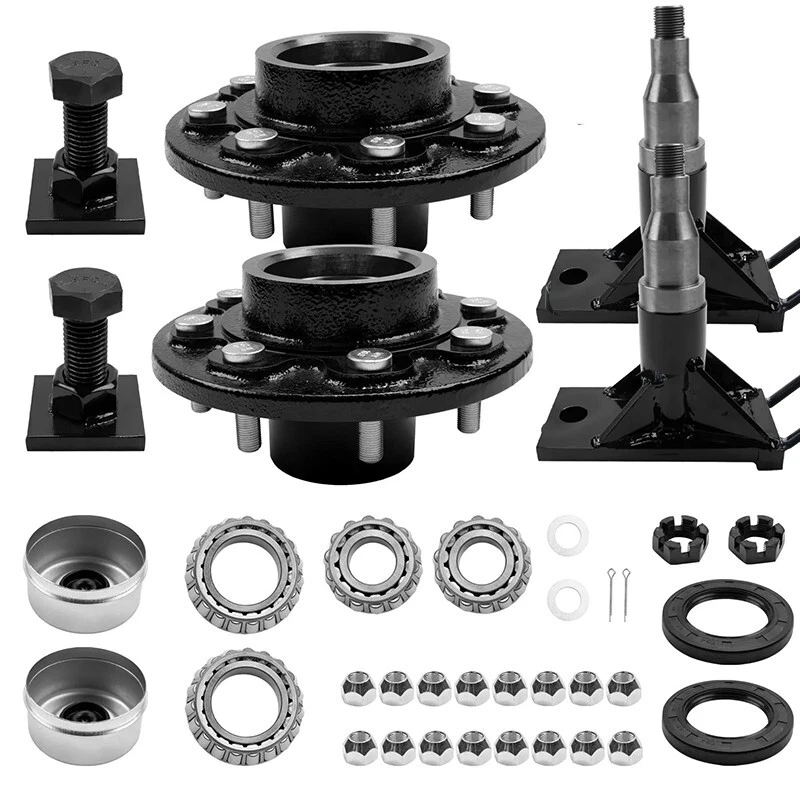For 8 x 6.5 Lug 8000LB Shipping Container Wheels Steel Bolt-on Spindle Kit Black - Image 2 of 4