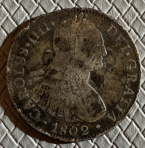 1802 MEXICO 8 REALES SILVER COIN VF - Picture 2 of 2