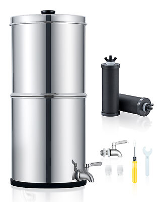 #ad 2.25 Gal. Gravity Fed Water Filter System with 2 Filters Stainless Steel System $99.19
