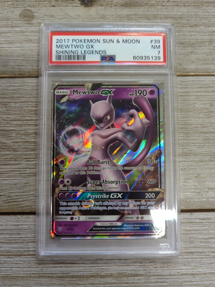PSA 7 Graded 2017 Pokemon Sun & Moon Mewtwo GX Shining