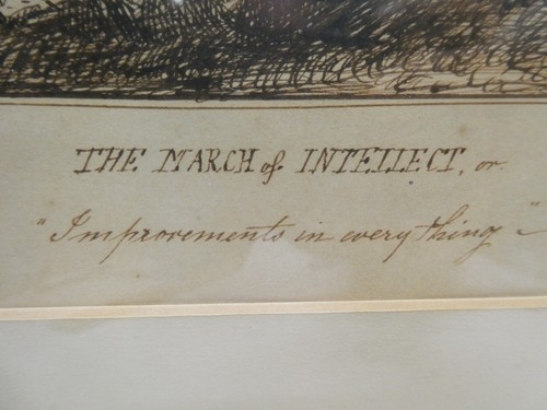 ORIGINAL ANTIQUE FRAMED ETCHING 1847 THE MARCH OF INTELLECT IMPROVEMENTS IN EVER - Picture 3 of 11