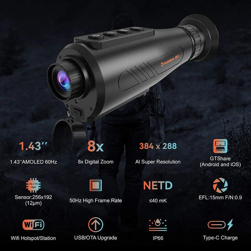 Thermal Imaging Monocular 384 x 288 Ai Resolution,15mm 60Hz Thermal Night Vision - Image 2 of 4