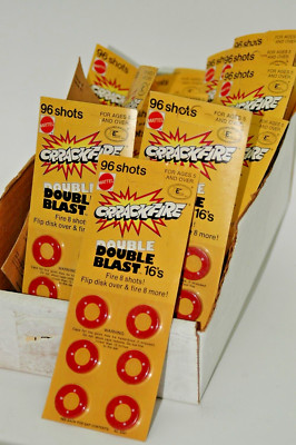 Crackfire Double Blast Caps - 6 Disks Sixteen Shot - Mattel 1975  New on32 Cards